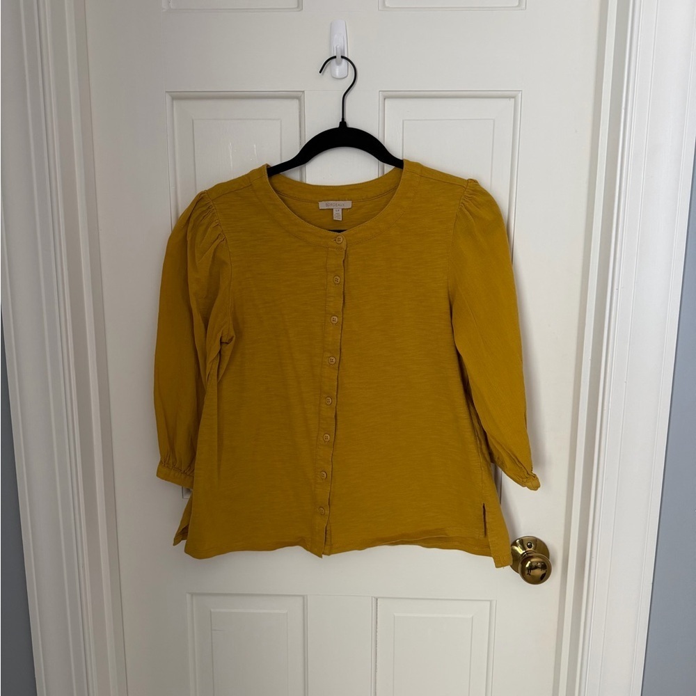Mustard Yellow Button-Up Blouse